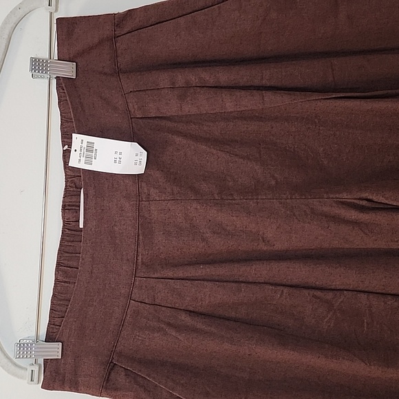NWT Abercrombie&Fitch 53% Linen Pleated Wide Leg Pants Chocolote Brown Sz M - Picture 8 of 16